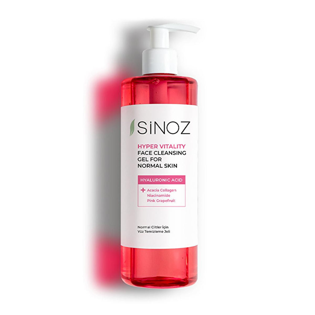 Sinoz Hydrating Facial Cleanser for Normal Skin: Gentle Daily Face Wash with Hyaluronic Acid, Pink Grapefruit & Acacia Collagen - Brightens & Moisturizes (400ml)