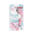 Gillette Women's Razors - Venus Simply 3 Hybrid Disposable Razors with Moisture Rich Strip, Pack of 4