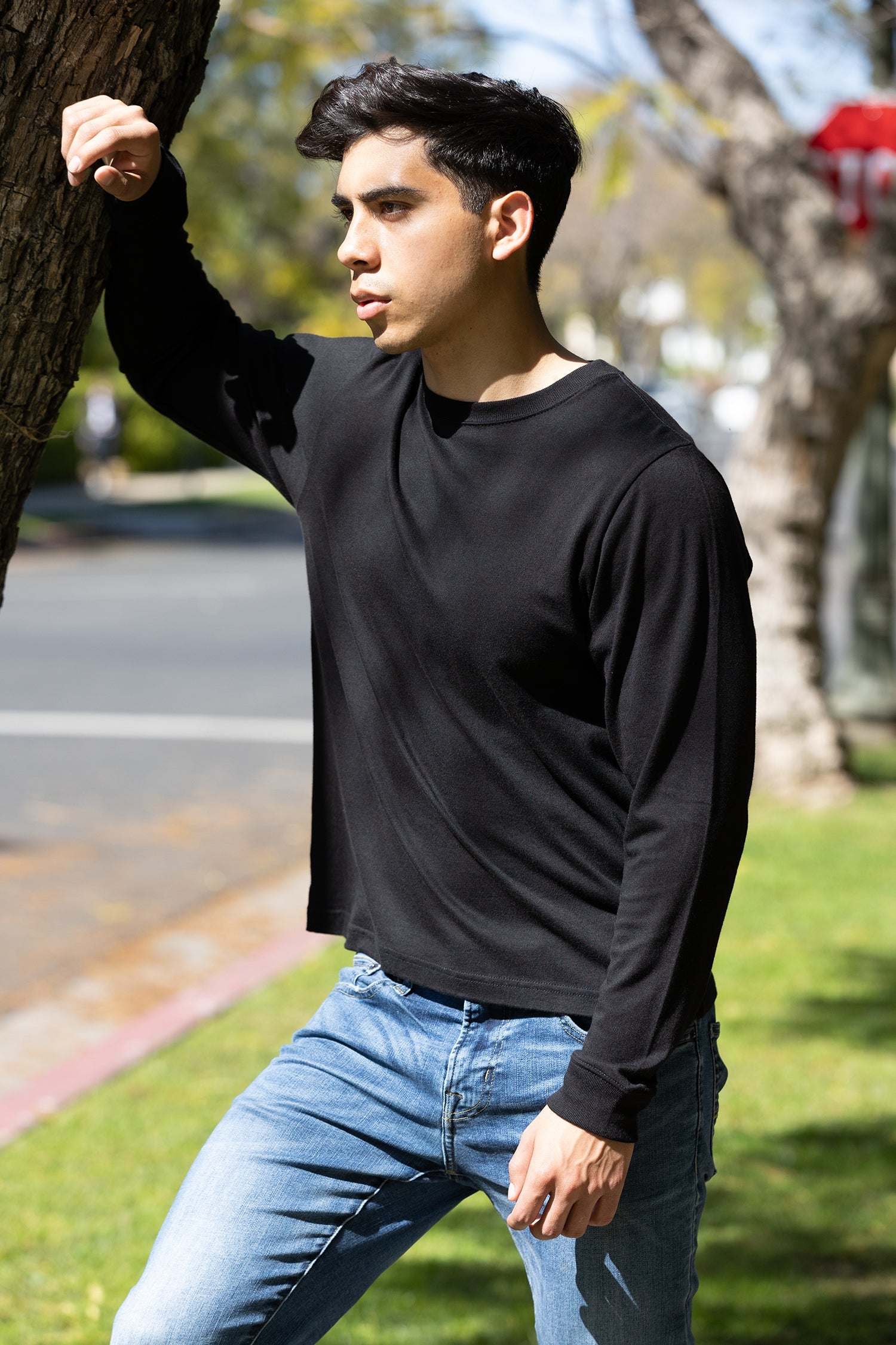 Spun Bamboo Men's Bamboo Viscose/Organic Cotton Long Sleeve T-Shirt — lifestyle context