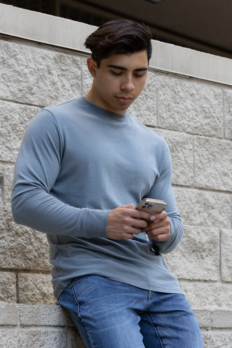 Spun Bamboo Men's Bamboo Viscose/Organic Cotton Long Sleeve T-Shirt — side view