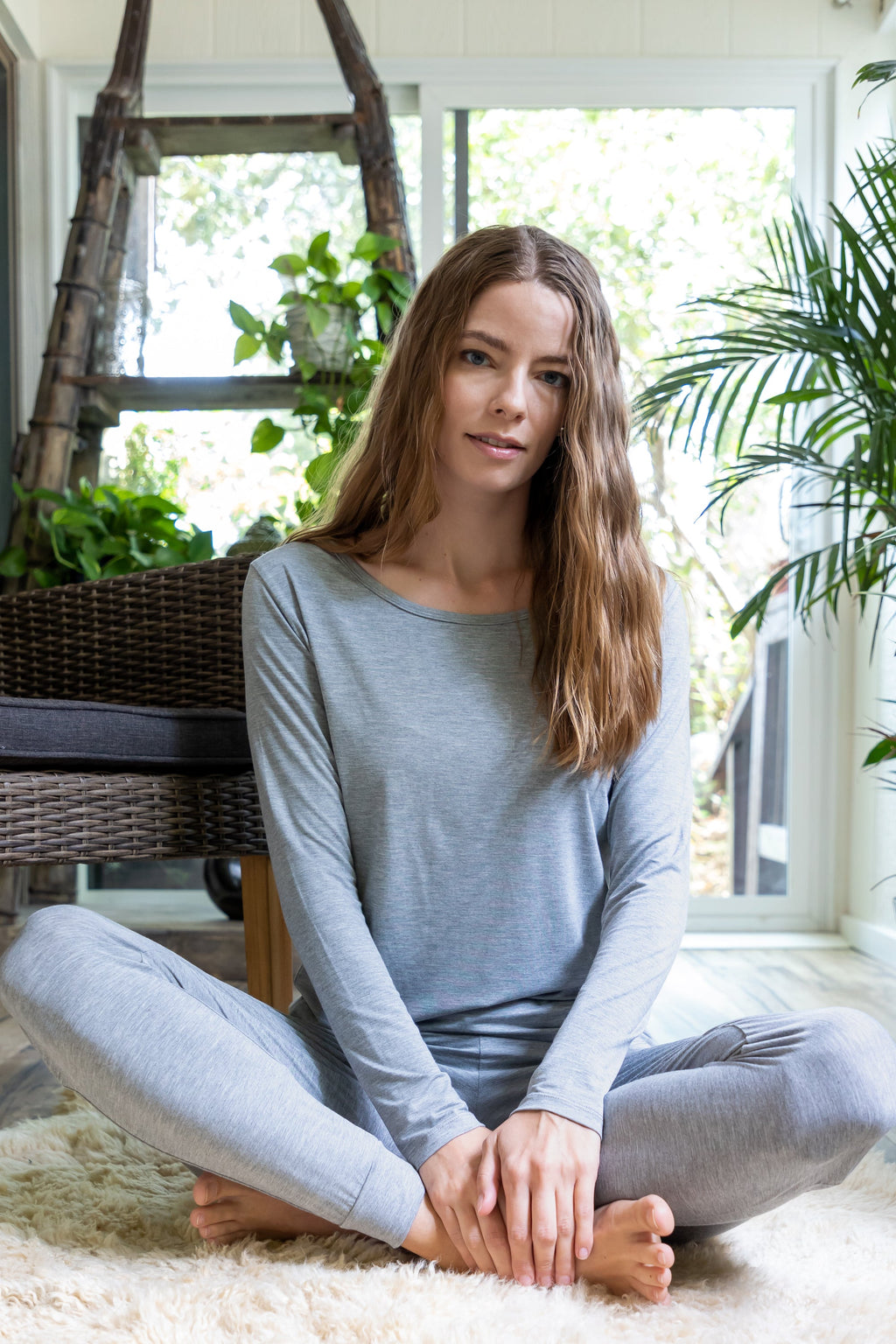 Spun Bamboo Women's Bamboo Lounge Long Sleeve T-Shirt — back view