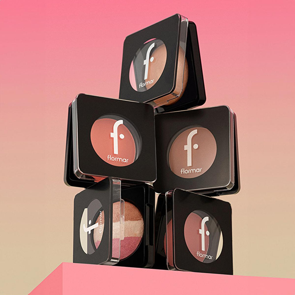 Flormar Shimmer Pink Baked Blush: High Pigment, Natural Glow, Vitamin E - Radiant Finish for All Skin Types