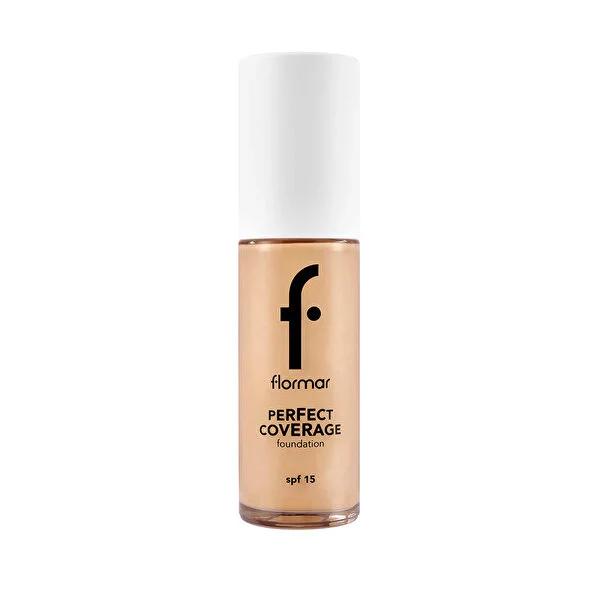 Flormar Perfect Coverage Foundation - High Coverage SPF15 Foundation with Olive Oil & Almond Oil for Dry & Normal Skin