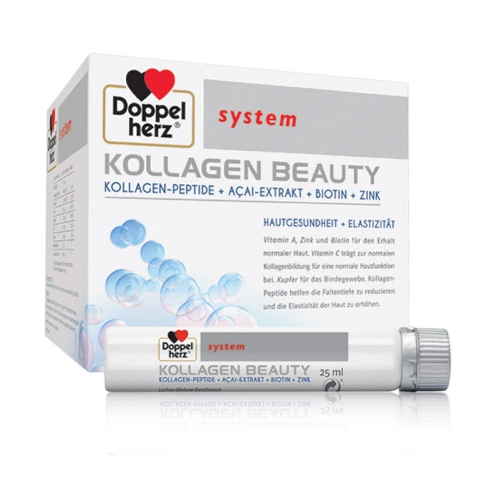 Doppelherz Kollagen Beauty: Liquid Collagen Drink Supplement for Enhanced Skin Elasticity & Joint Health - Acai & Vitamin C Boost - 30 Single-Use Flacons