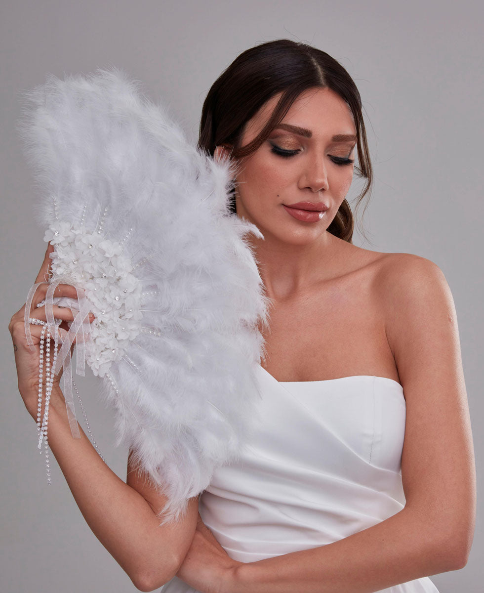 Luxurious Hand Fan with Feather – Bridal Port