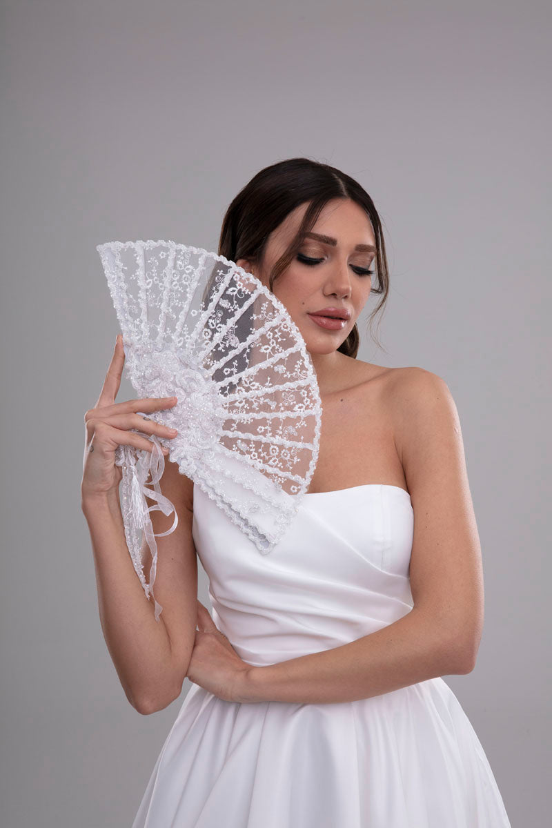 Elegant French Lace Hand Fan for Brides, Bridesmaids – Bridal Port, view 2