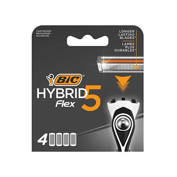 BIC Flex5 Hybrid Men's Razor Blades - 4 Refill Cartridges - Ultra Close Shave, Sensitive Skin, Flexible Titanium Blades