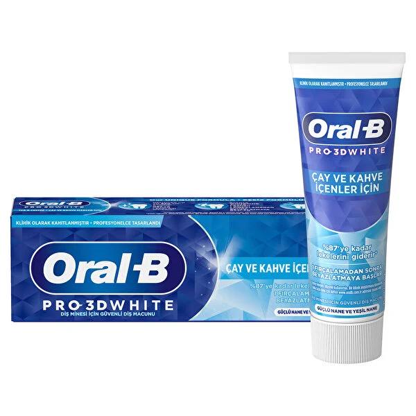 Oral-B Pro 3D White Tea & Coffee Toothpaste - Clinically Proven Whitening & Long-Lasting Freshness - 2.54 fl oz