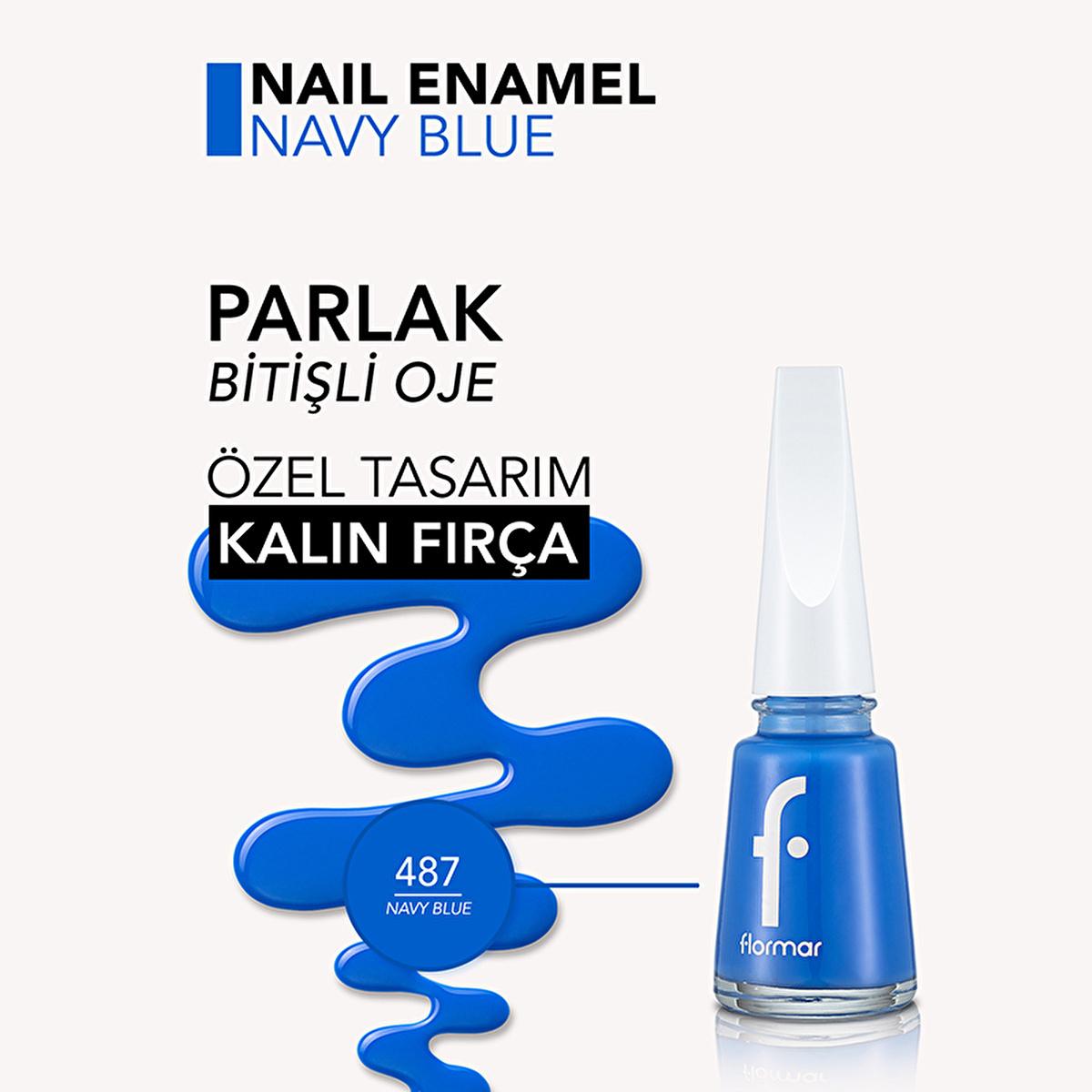 Flormar Navy Blue Nail Polish: High Pigment, Long Lasting, Chip Resistant - Magnesium, Calcium & Sulfur Enriched for Strong, Shiny Nails