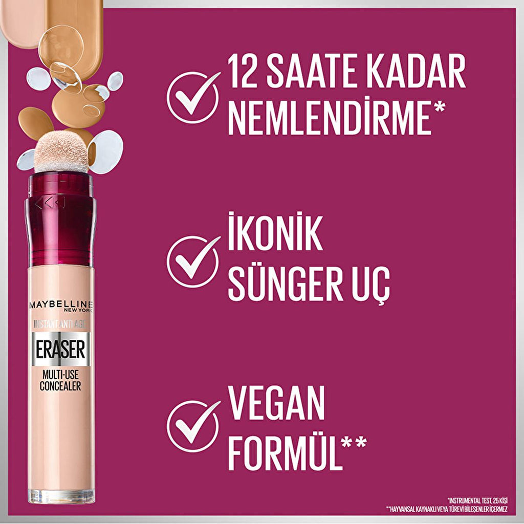 Maybelline Instant Anti Age Eraser High Coverage Concealer - Brightens, Contours, and Covers Imperfections