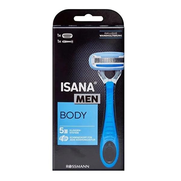 Isana Men 5-Blade Razor for Sensitive Skin - Dermatologically Approved, Flexible Pivoting Head, Aloe Vera & E Vitamin Coating