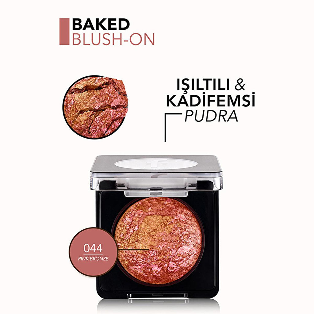 Flormar Baked Blush-On 044 Pink Bronze: High Pigment, Natural Shimmer & Vitamin E for Radiant, Healthy Glow
