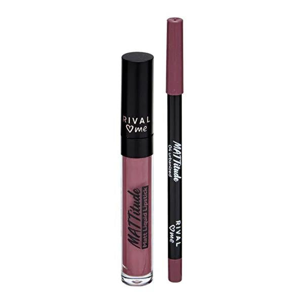 Rival Loves Me Makeup Kit - Matte Liquid Lipstick & Lip Liner Set for Long-Lasting Lip Color