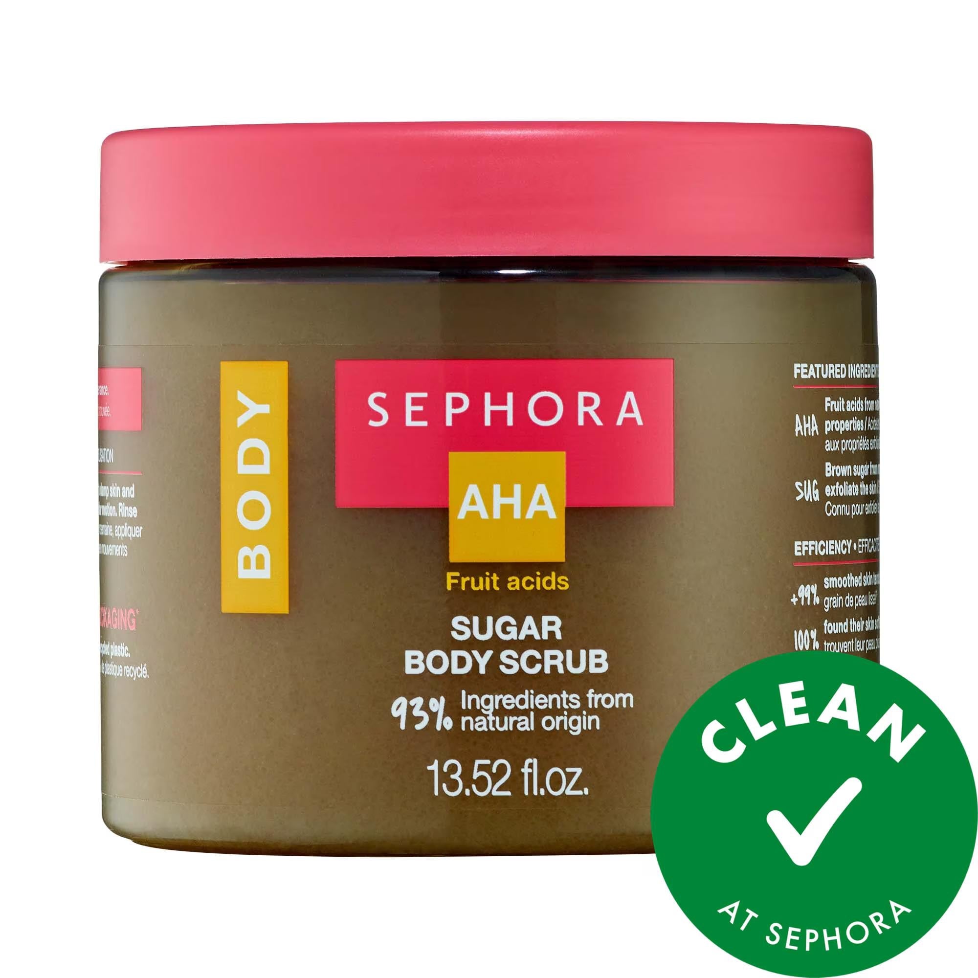 Sephora Collection Sugar Body Scrub with AHA - Natural-Origin Exfoliating Body Scrub for Smoother Skin, Vegan Skincare