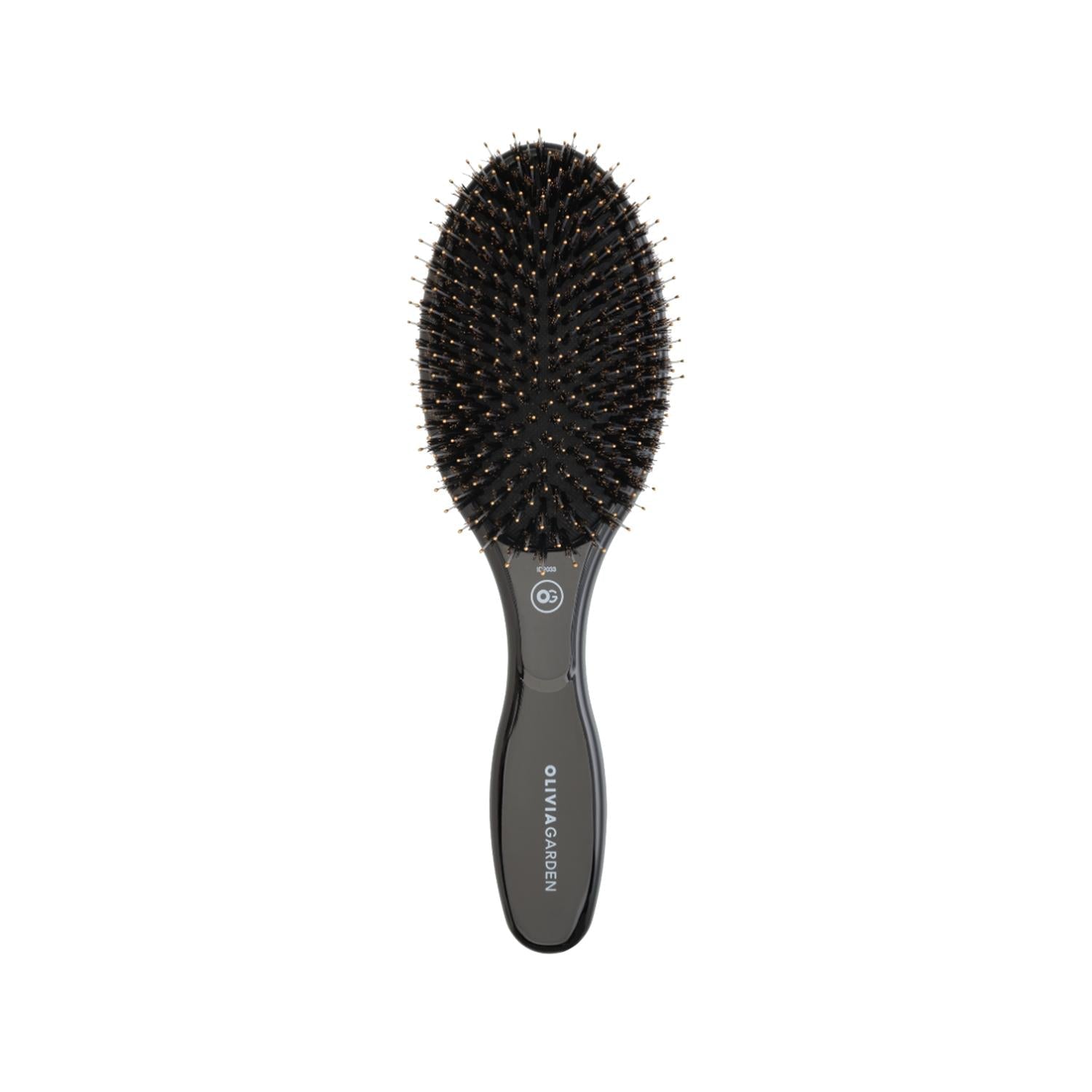 Olivia Garden Expert Care Oval Boar Nylon Bristles Hair Brush - Black, Professional-Grade Detangling & Styling