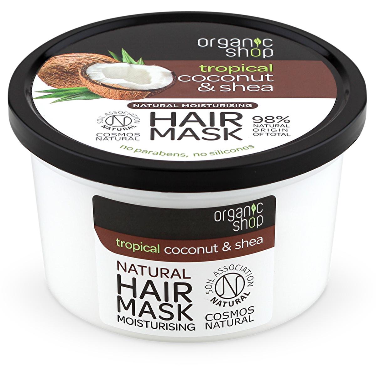 Organic Shop Coconut & Shea Hair Mask - Revitalize Dry & Damaged Hair - Natural, Silicone & Paraben-Free - 8.45 fl oz