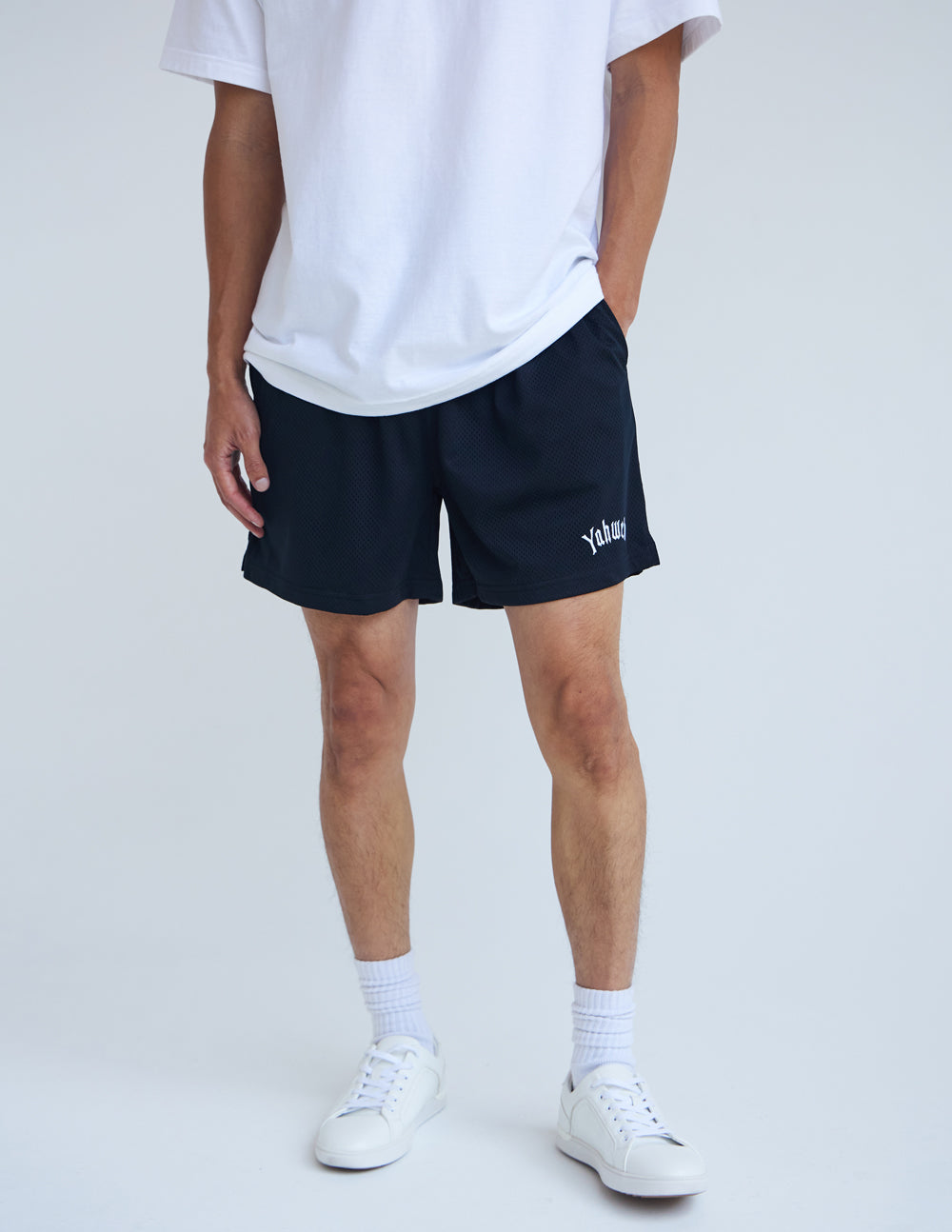 Elevated Faith Yahweh Unisex Mesh Short — detail close-up