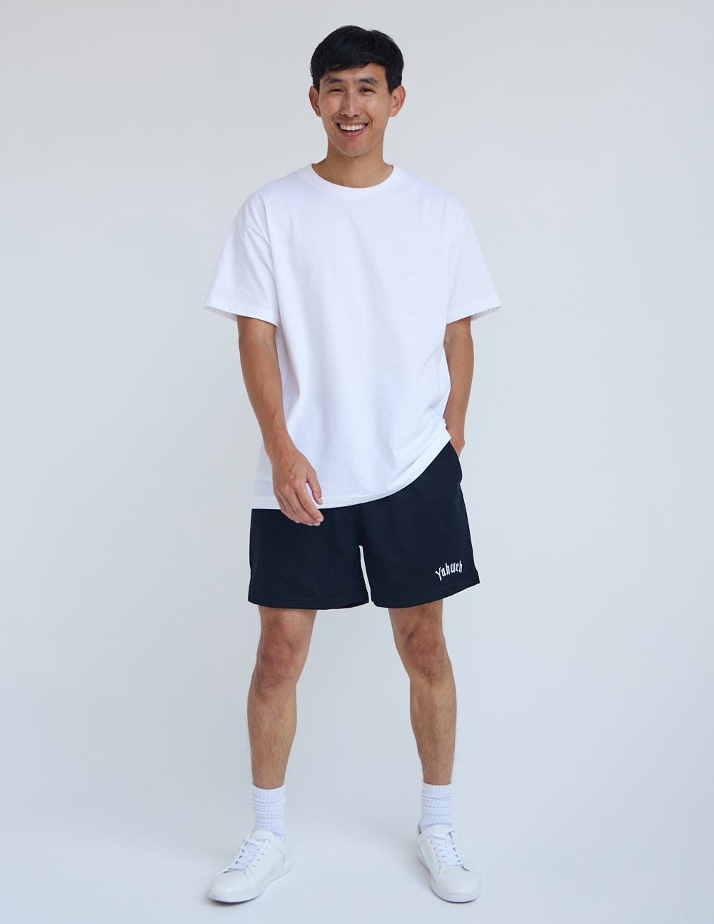 Elevated Faith Yahweh Unisex Mesh Short — side view