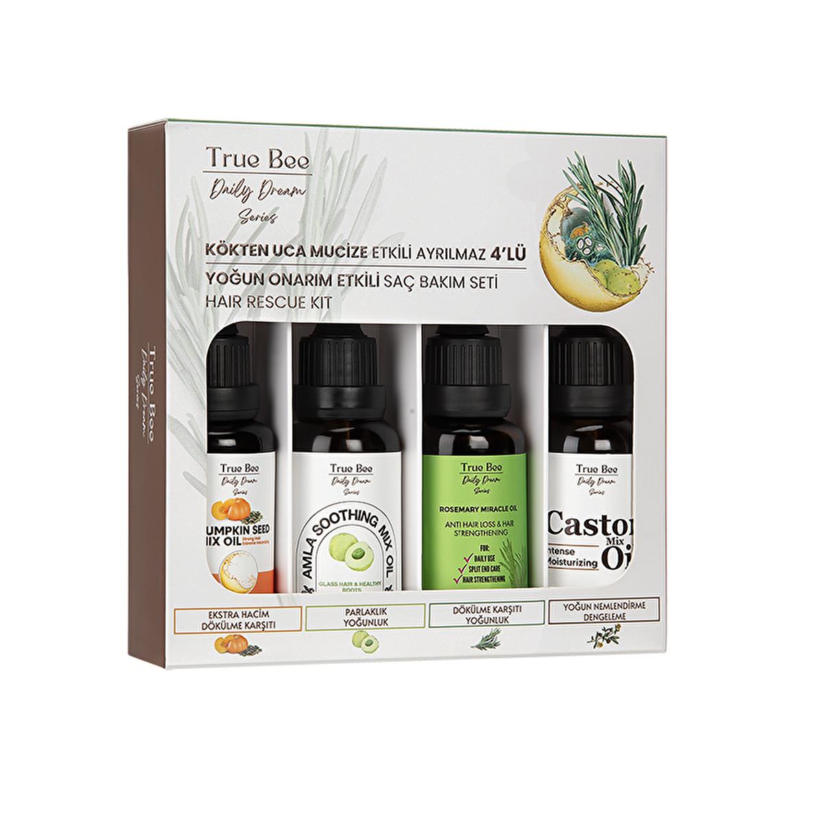 True Bee Hair Care Set - 4 Natural Oils for Nourishment and Repair