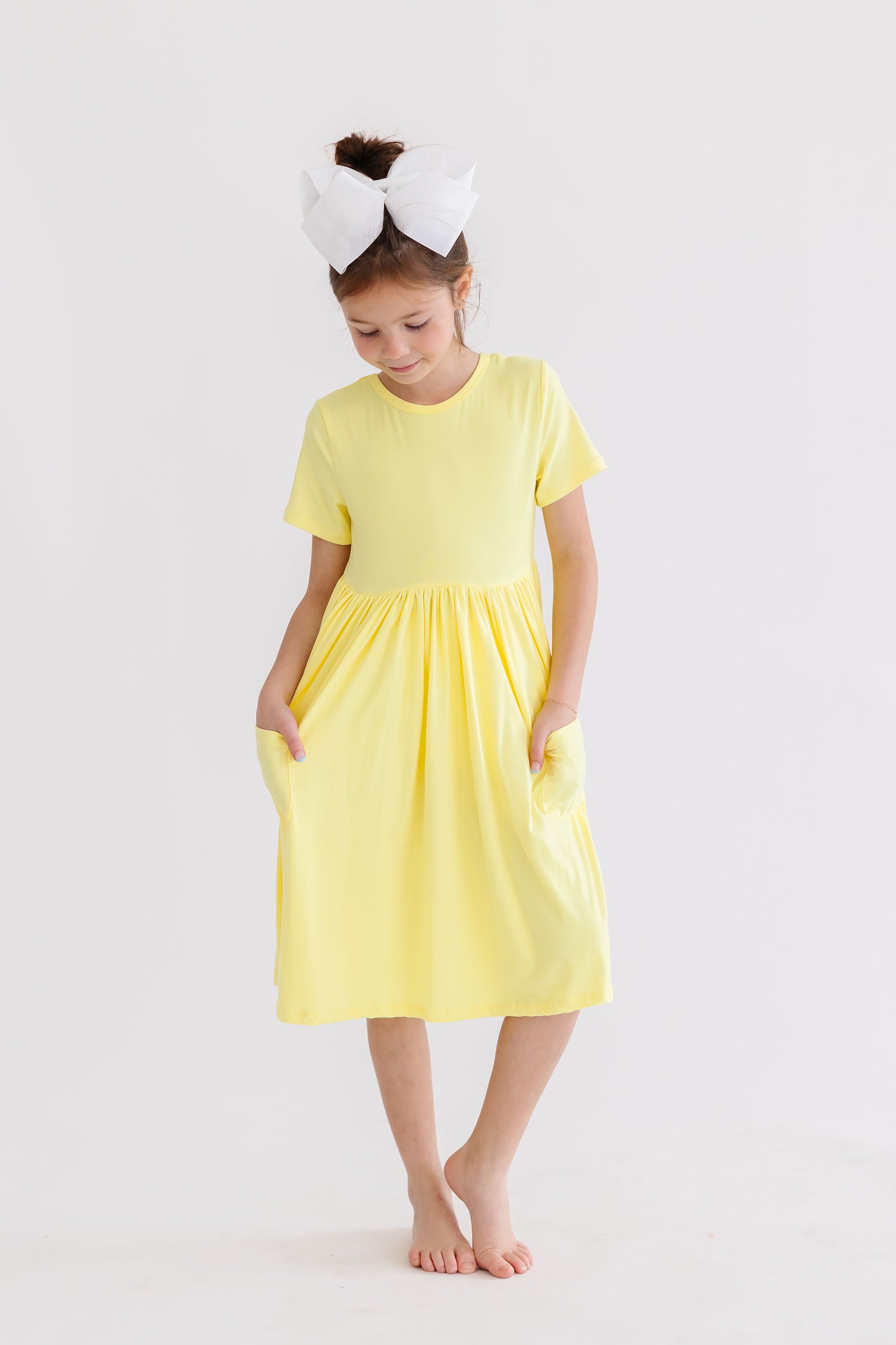 Mila & Rose ® Yellow S/S Pocket Twirl Dress — side view
