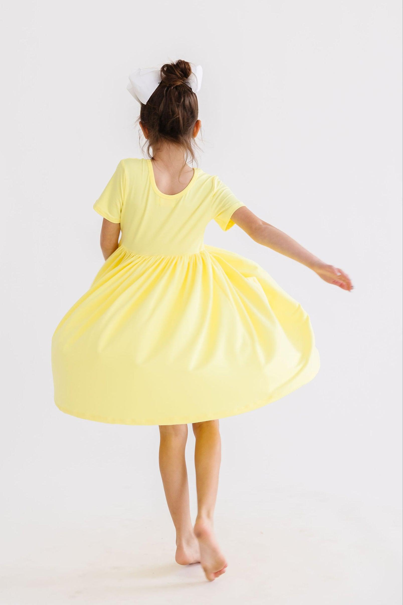 Mila & Rose ® Yellow S/S Pocket Twirl Dress — alternative angle