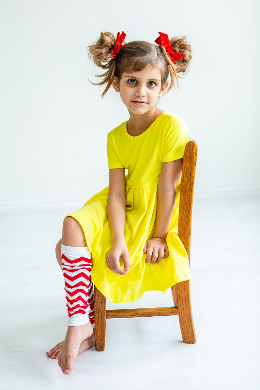 Mila & Rose ® Yellow S/S Pocket Twirl Dress — in-use photo