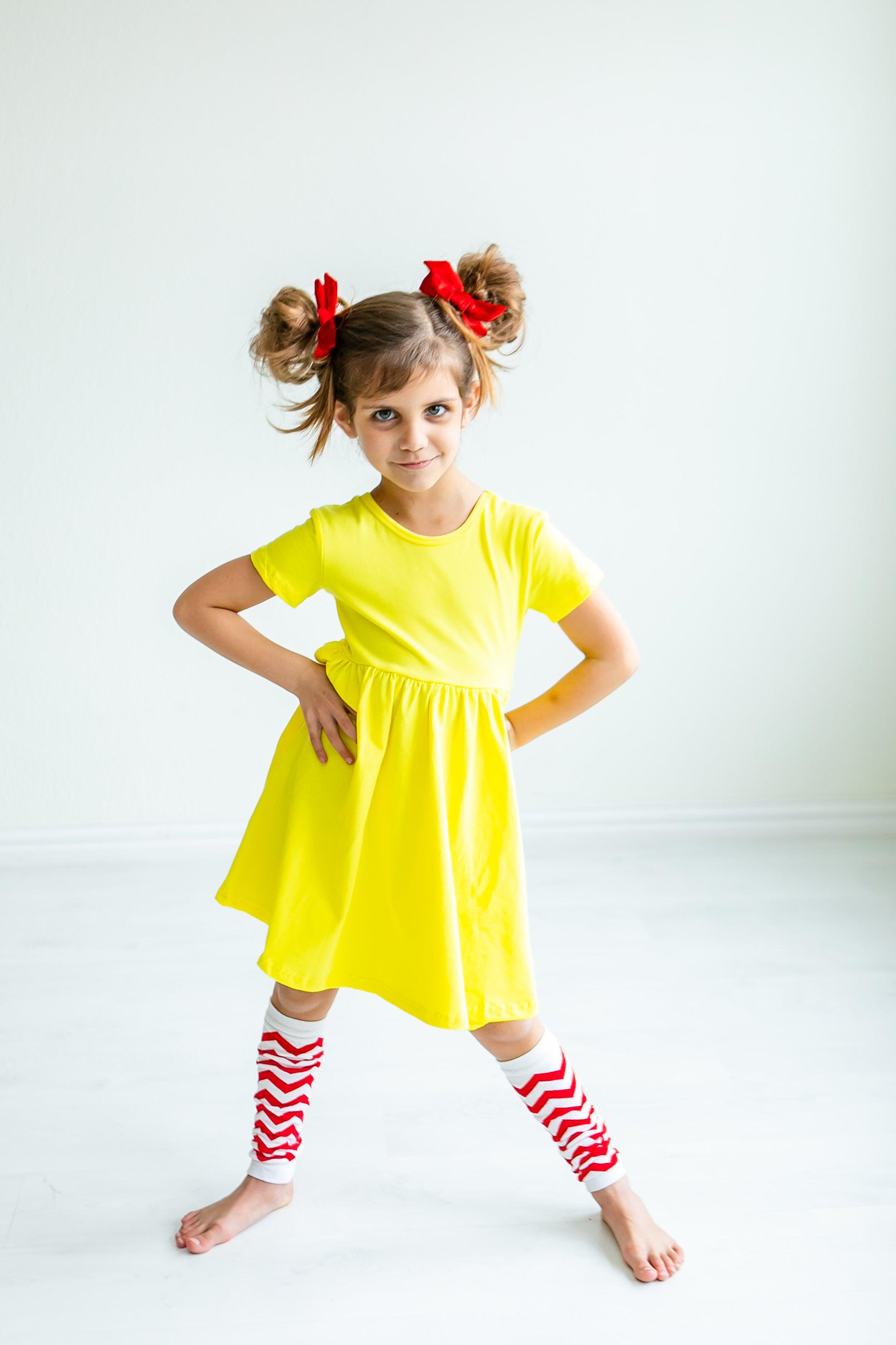 Mila & Rose ® Yellow S/S Pocket Twirl Dress — size reference
