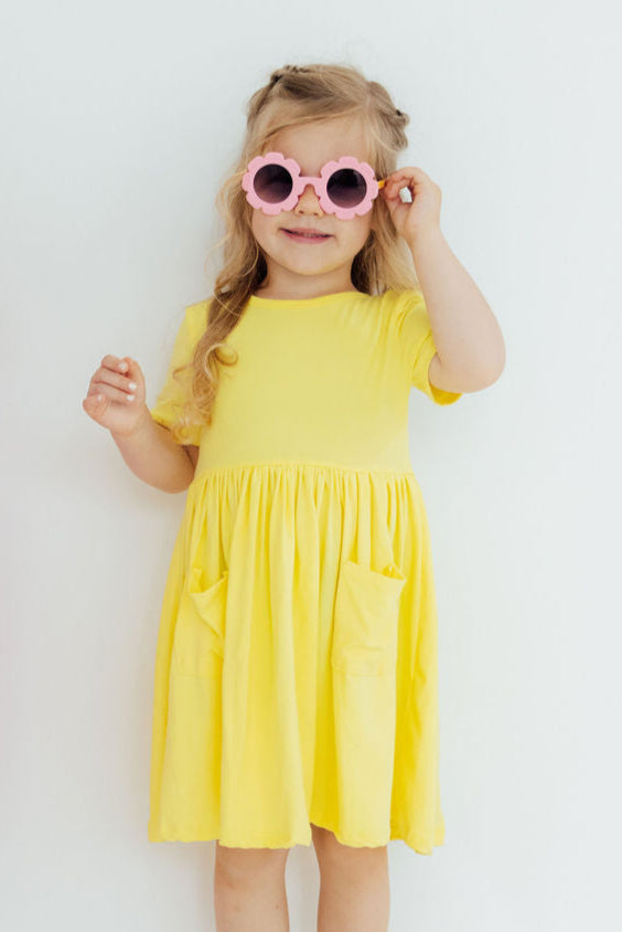 Mila & Rose ® Yellow S/S Pocket Twirl Dress — main product shot