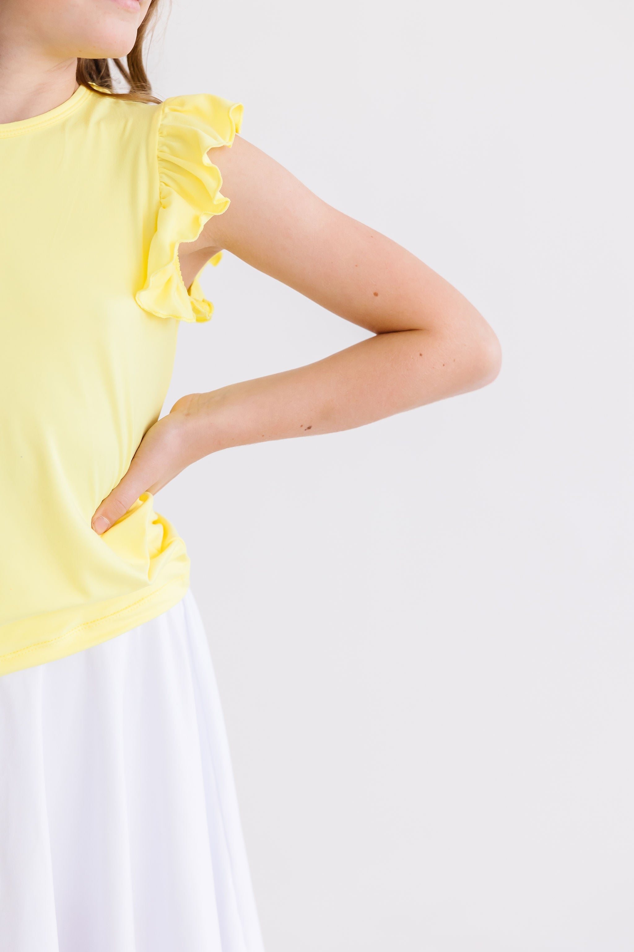 Mila & Rose ® Yellow S/S Ruffle Tee — alternative angle