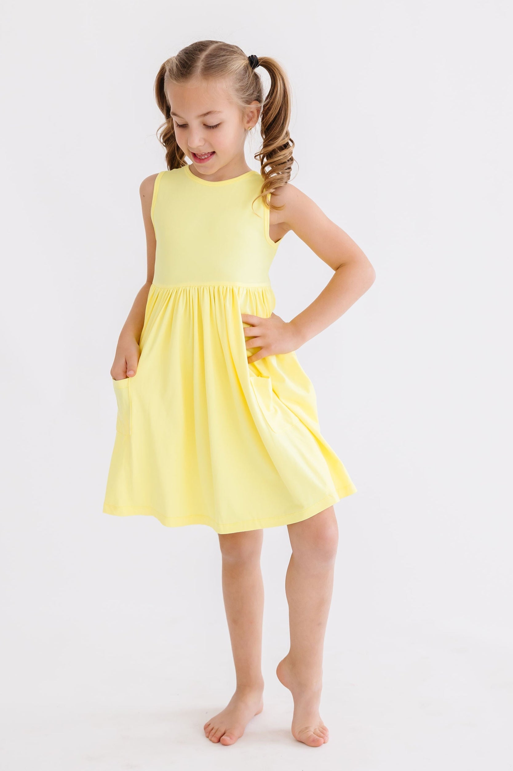 Mila & Rose ® Yellow Tank Pocket Twirl Dress — lifestyle context