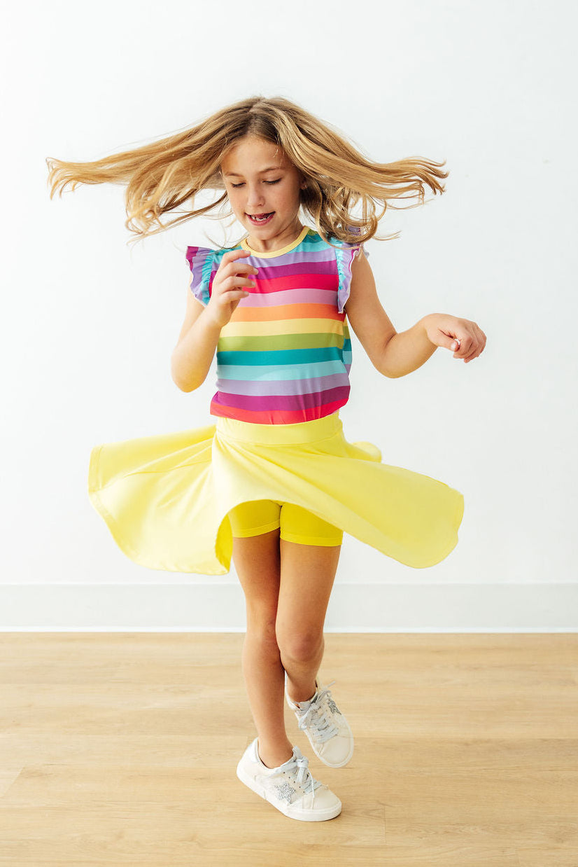 Mila & Rose ® Yellow Twirl Skort — detail close-up