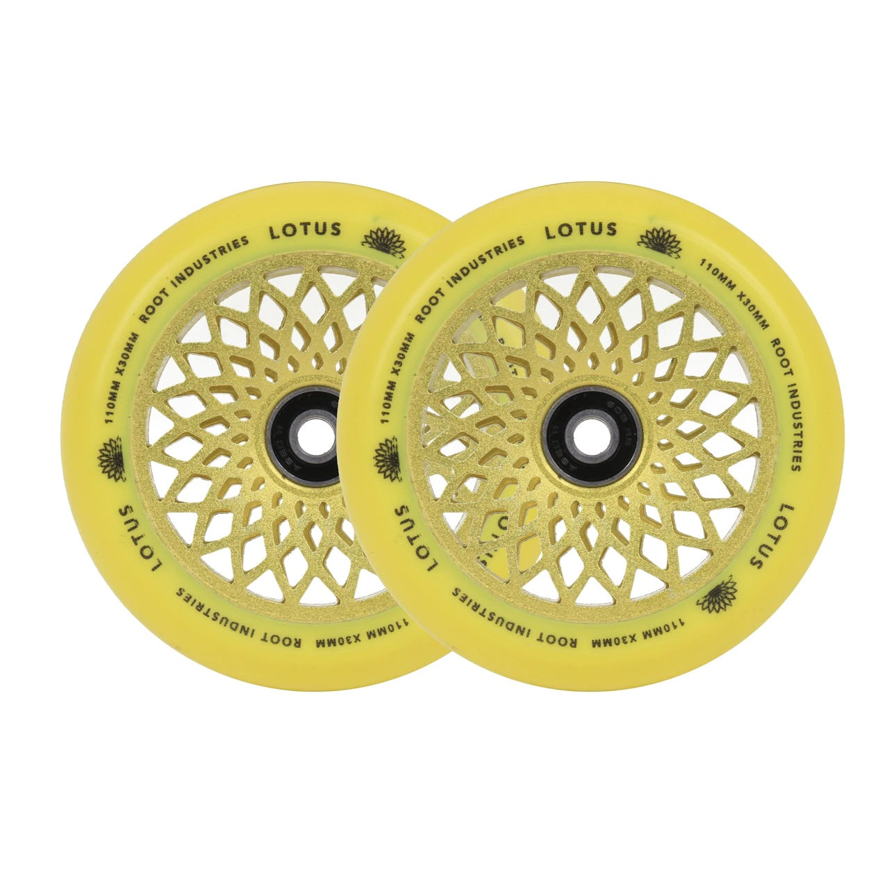 Root Industries 110mm X 24mm Lotus Wheels - Yellow (Pair)