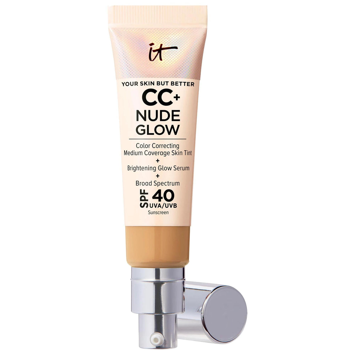 CC+ Nude Glow Lightweight Foundation + Glow Serum with SPF 40 and Niacinamide - Color-Correcting, Medium Coverage Foundation for Radiant Skin