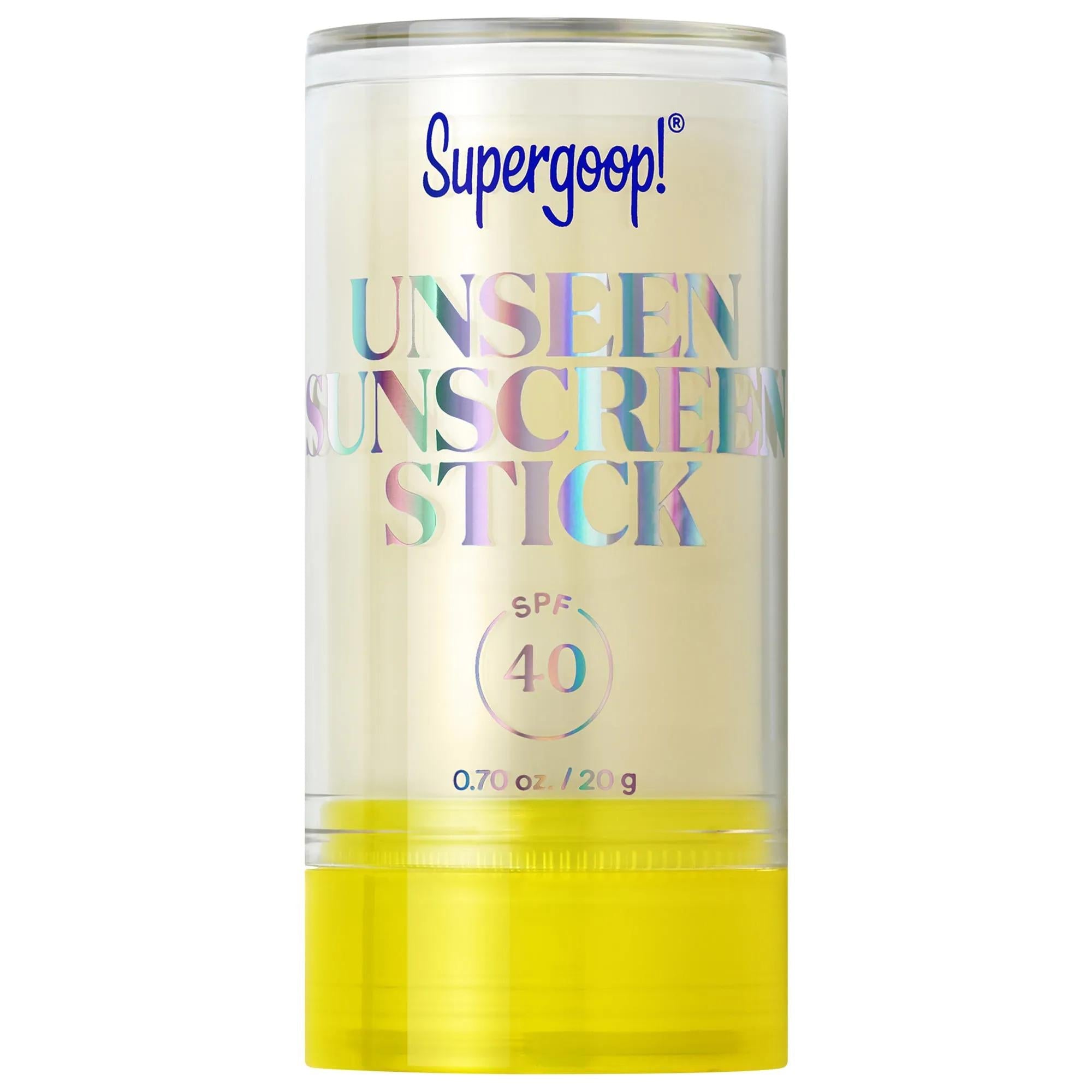 Supergoop. Unseen Sunscreen Stick SPF 40: Invisible, Clear Sun Protection for Oily Skin & Makeup Reapplication | Portable & Non-Greasy