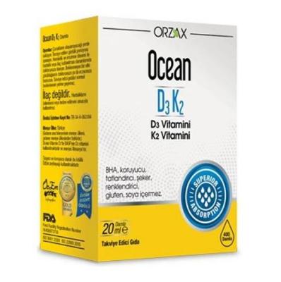 Orzax Ocean D3 K2 Vitamin Drops: Superior Liquid D3K2 Supplement for Bone & Immune Support - Gluten-Free, Sugar-Free, Lactose-Free