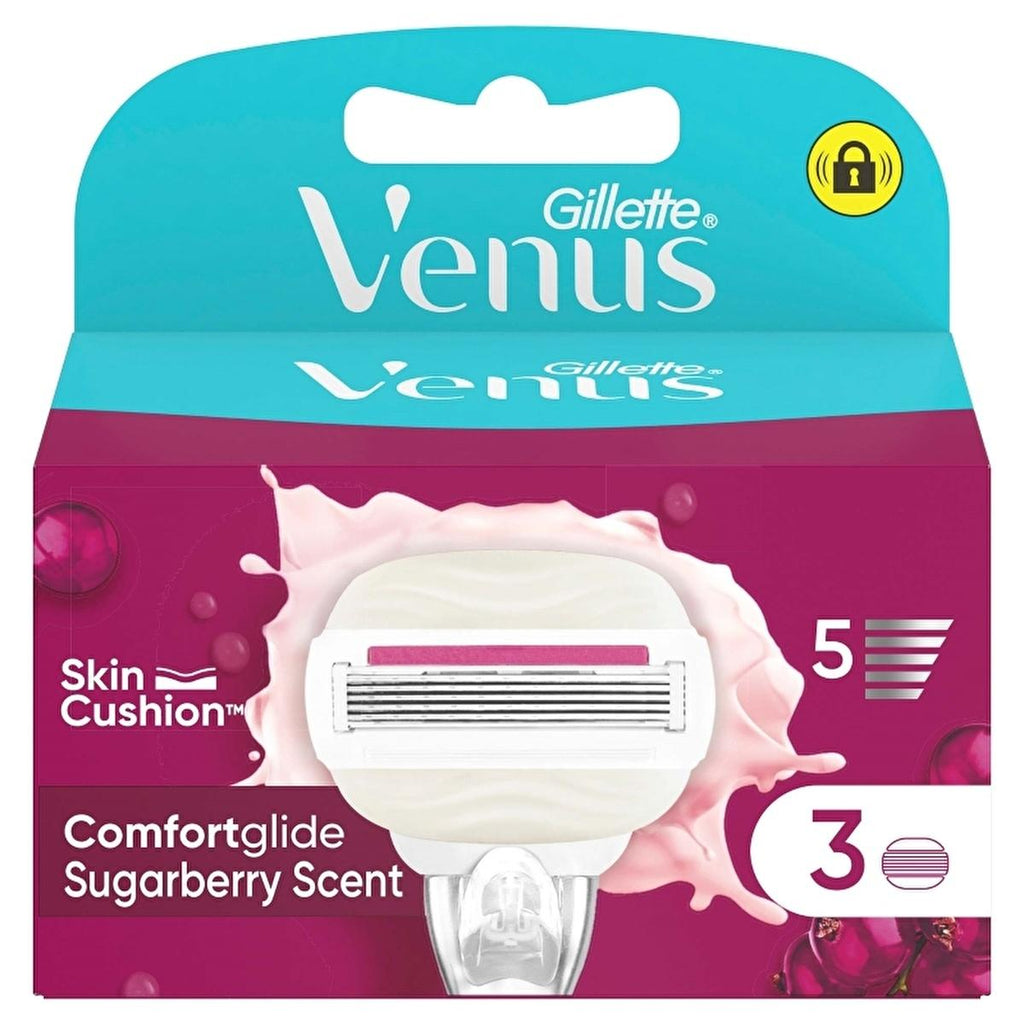 Gillette Venus Comfort Glide Sugarberry Women's Razor Refills - 3 Count, Smooth Shaving for Sensitive Skin
