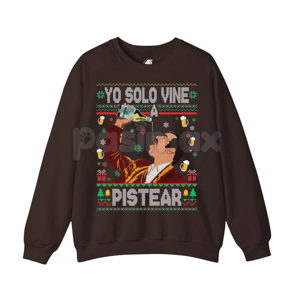 Pasimax Yo Solo Vine a Pistear Mexico Ugly Christmas Sweater | Funny Fiesta Drinking Holiday Pullover | Spanglish Party Jumpe