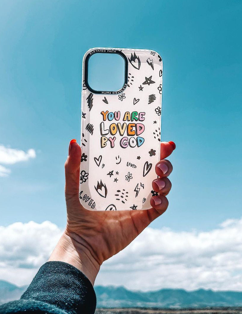 Elevated Faith White You Are Loved By God Phone Case — detail close-up