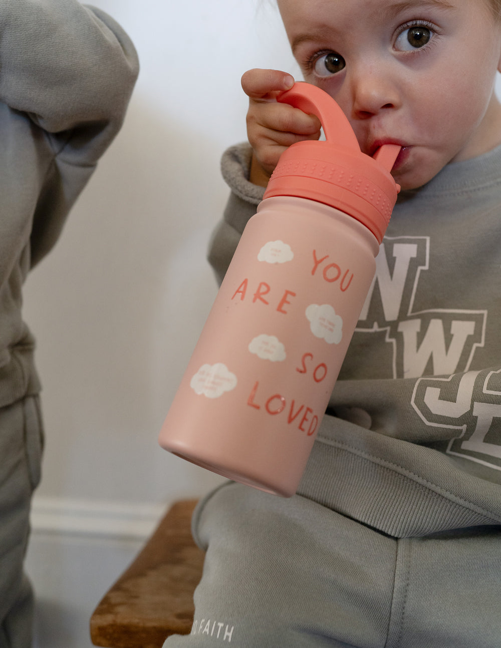 Elevated Faith You Are So Loved Kids Water Bottle — in-use photo