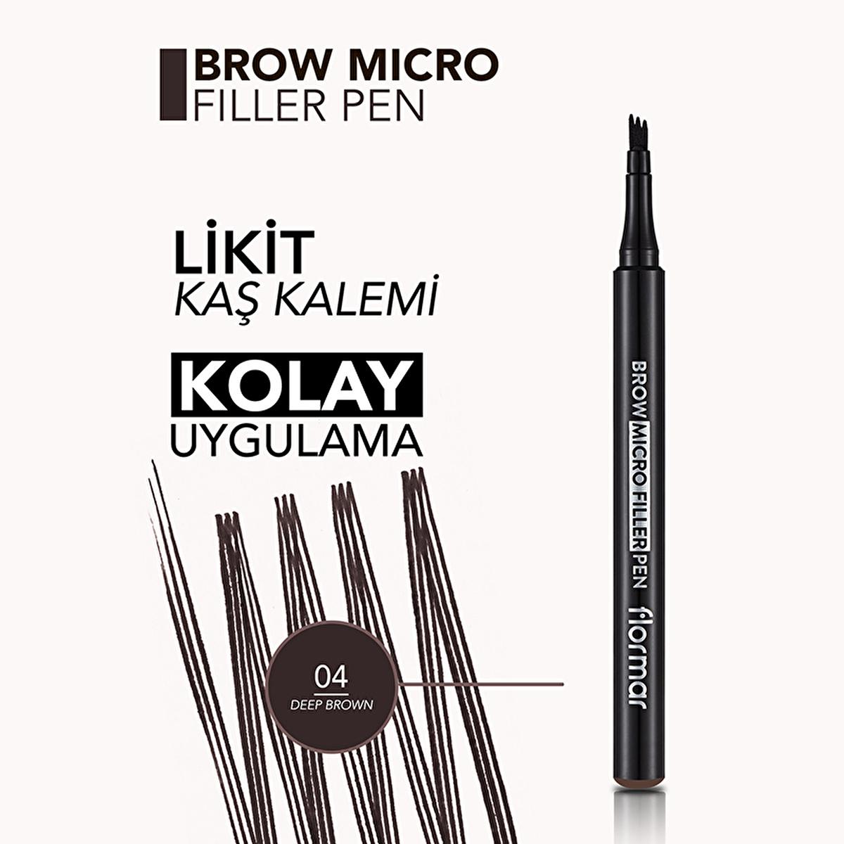 Flormar Brow Micro Filler Pen: Achieve Natural, Long-Lasting Fuller Eyebrows with Easy Application - Deep Brown