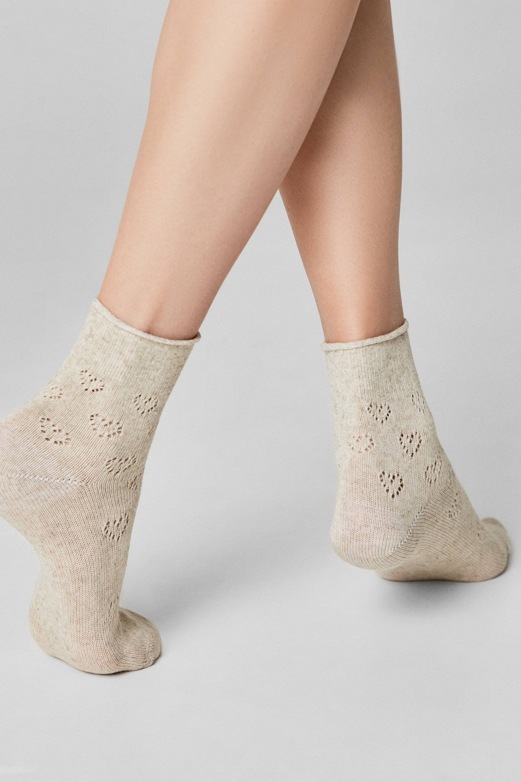 TheRanok.com Cotton Linen Socks Conte Classic 542 - Hearts Pattern — side view