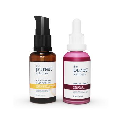 The Purest Solutions Skincare Set - Anti-Aging, Vitamin C Serum & Exfoliating Facial Peeling for Uneven Skin Tone