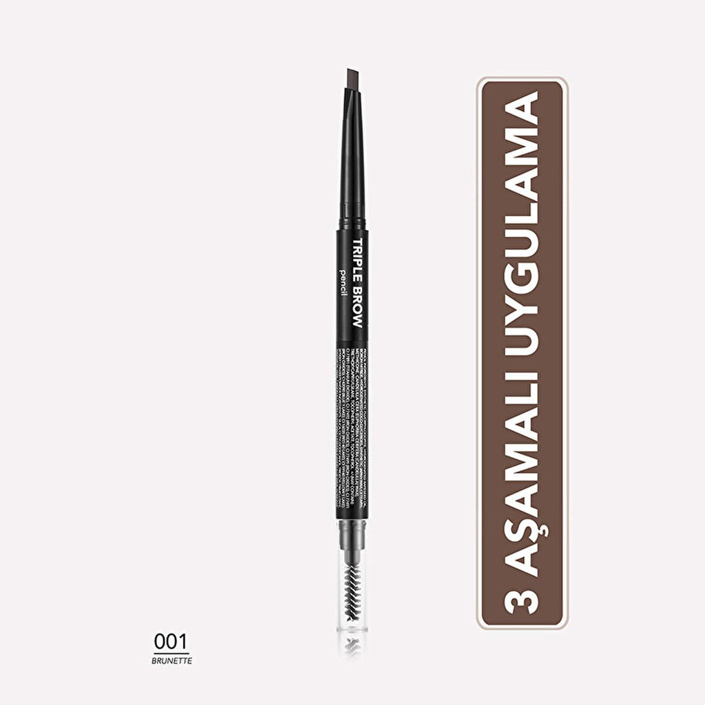 Flormar Triple Brow Pencil with Powder and Brush - Multi-Functional Eyebrow Makeup