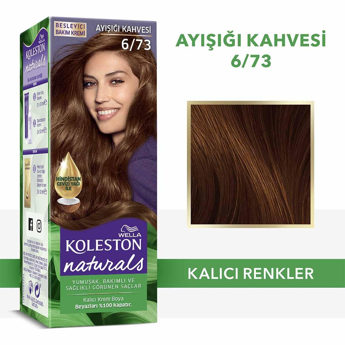 Wella Koleston Naturals Permanent Hair Dye with Coconut Oil - 6/73 Ayışığı Kahvesi