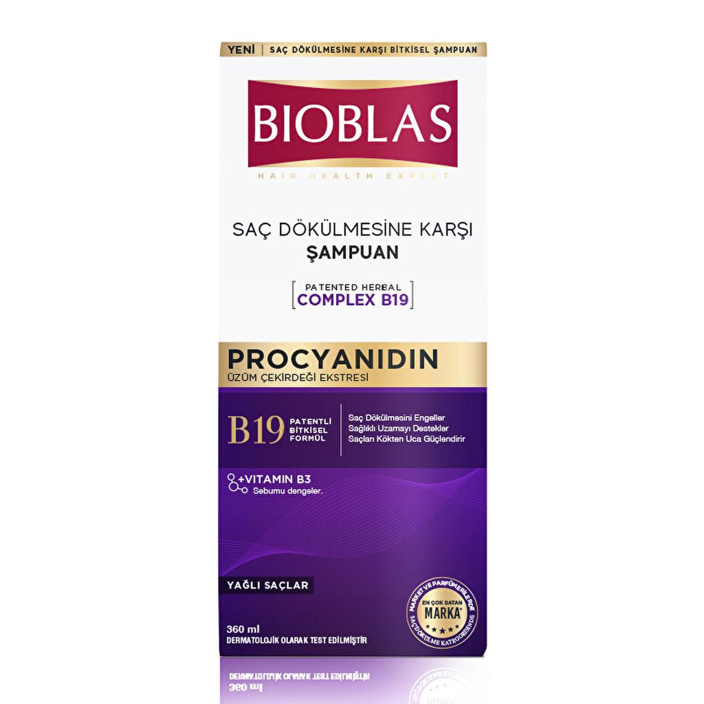 Bioblas Procyanidin Anti-Hair Loss Shampoo with Biotin - Paraben-Free, 12.18 fl oz