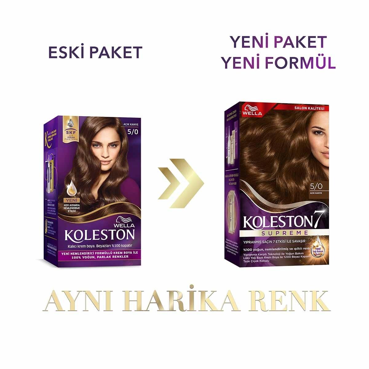 Wella Koleston Supreme 5/0 Light Brown Hair Dye Kit: Gray Coverage, Intense Color & Conditioning, Permanent At-Home Hair Color