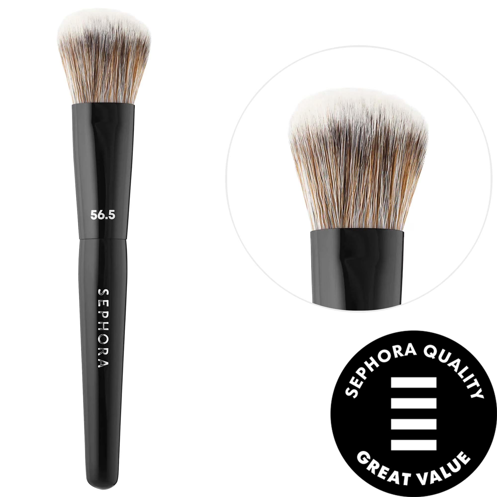 Mini PRO: Vegan Mini Foundation Brush #56.5 for Airbrushed Full Coverage - Cruelty-Free, Synthetic Makeup Brush for Flawless Finish