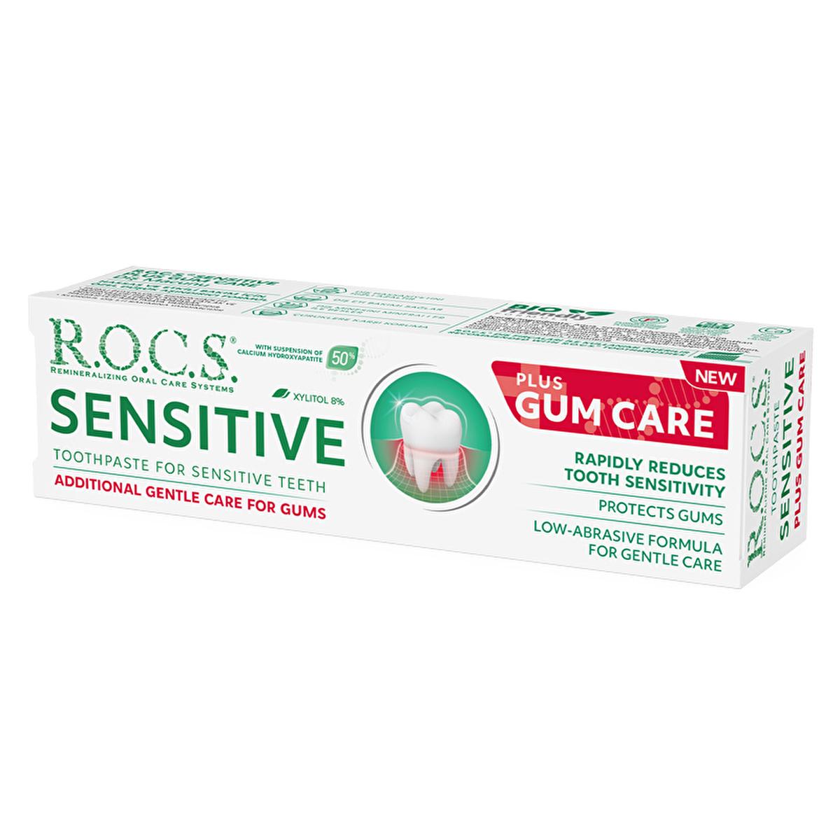 Rocs Sensitive: Powerful Teeth Sensitivity Relief & Gum Care Toothpaste - Calcium Hydroxyapatite, Xylitol - Natural Formula