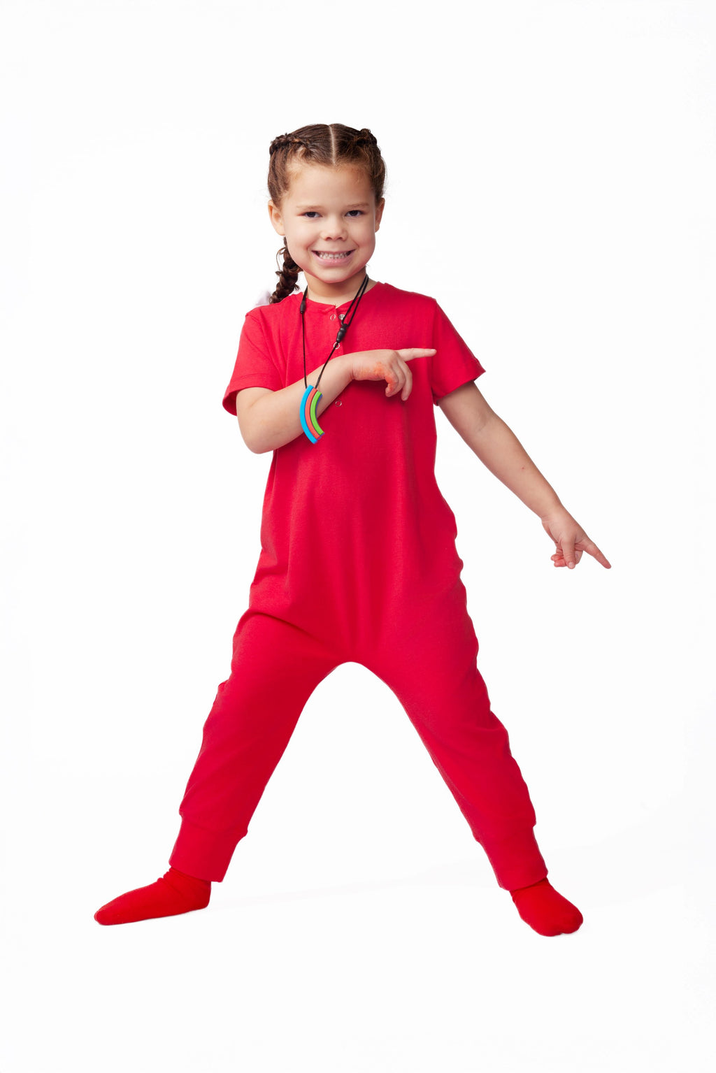 ParkerandTalia Ultimate Comfort Playsuit-RED — lifestyle context