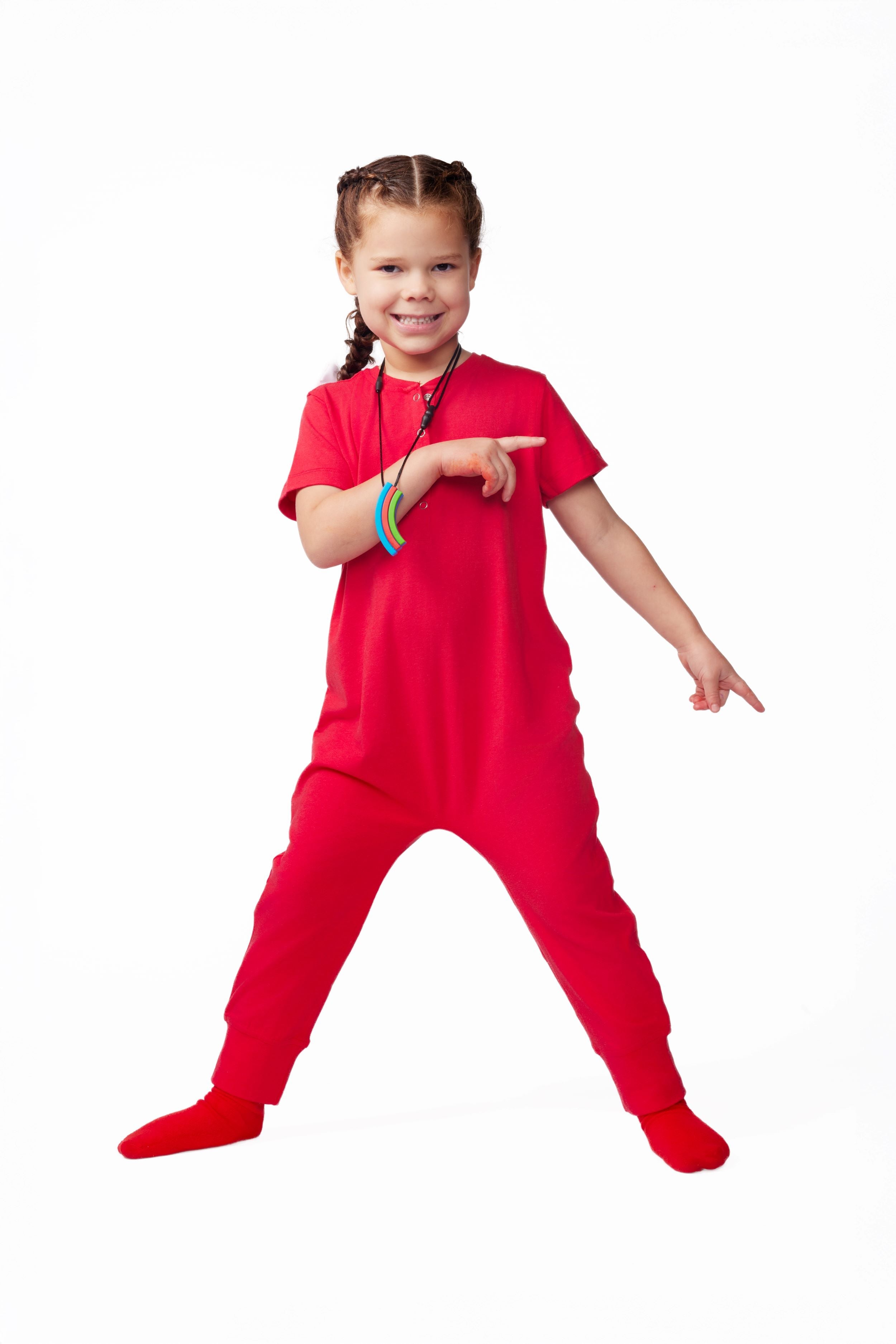 ParkerandTalia Ultimate Comfort Playsuit-RED — lifestyle context